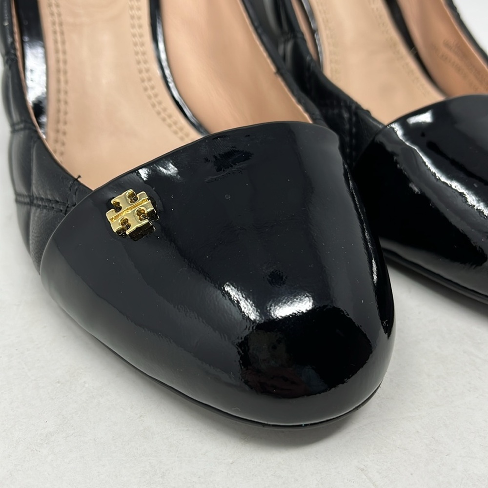 Tory Burch Black Quilted Leather Wedge Pumps - Picture 5 of 16